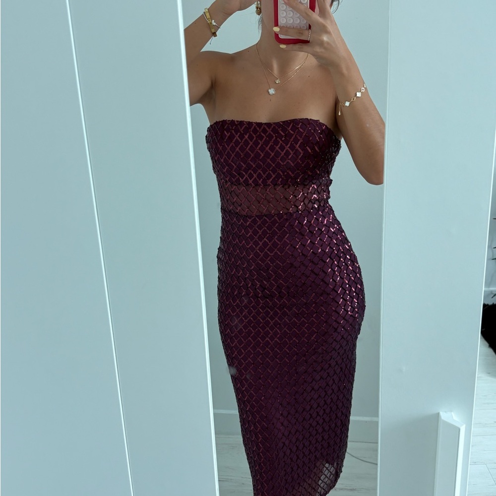Elegant Purple Strapless Dress